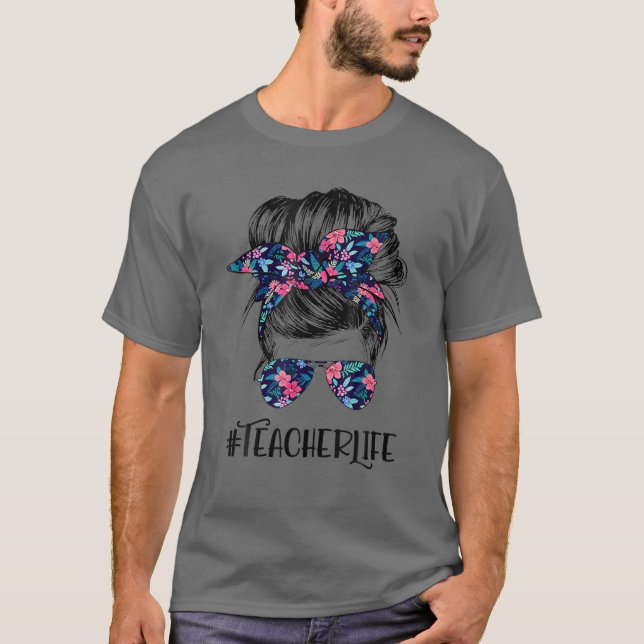Camiseta Professora Vida de Cabelo Mensageiro Arma Flor Mul (Frente)