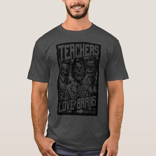 Camiseta Professores Adoram Cérebros no Halloween Zombie Ho (Frente)