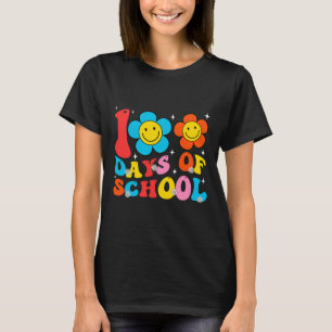 Camiseta Professores Crianças Retro Groovy 100 Dias Feliz 1