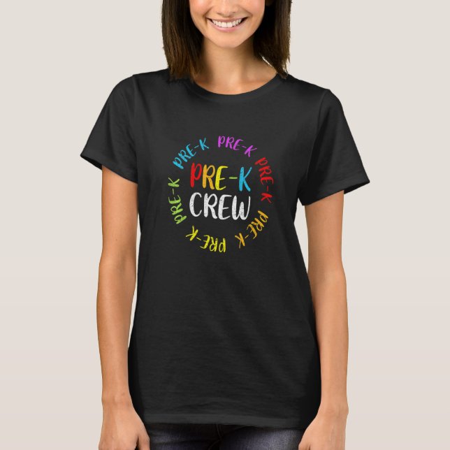 Camiseta Professores Cute Pré-K De Tripulação De Volta À Es (Frente)