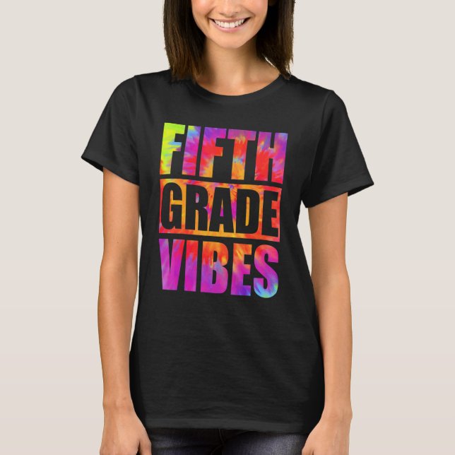 Camiseta Professores de 5º ano Tie Dye Alunos de volta às a (Frente)