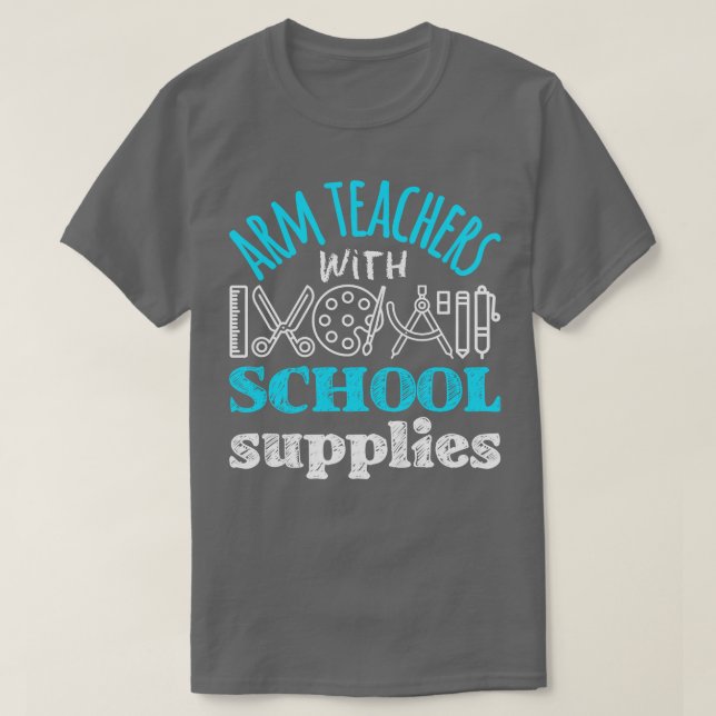 Camiseta Professores De Braços Com Abastecimento Escolar (Frente do Design)
