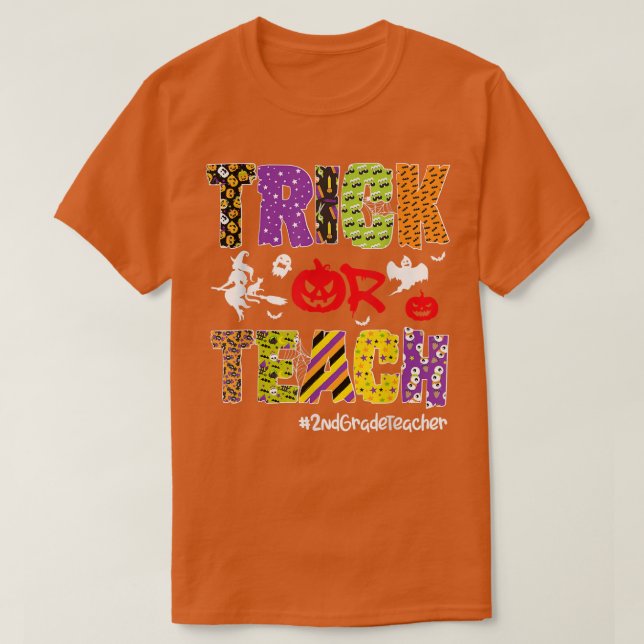Camiseta Professores De Grau De segundo De Truque Ou Ensino (Frente do Design)
