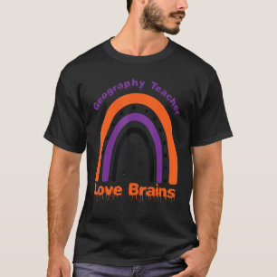 Camiseta Professores de Halloween Geografia Ama Cérebros Ar
