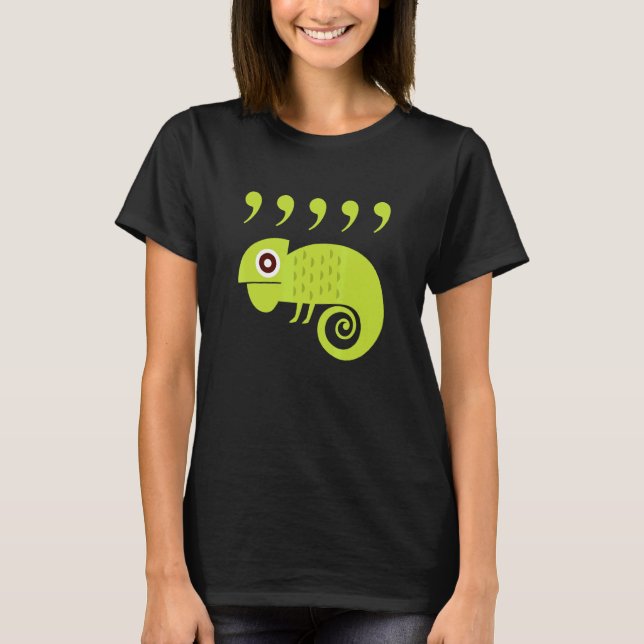 Camiseta Professores de Inglês Vírgula Camaleão 80s (Frente)