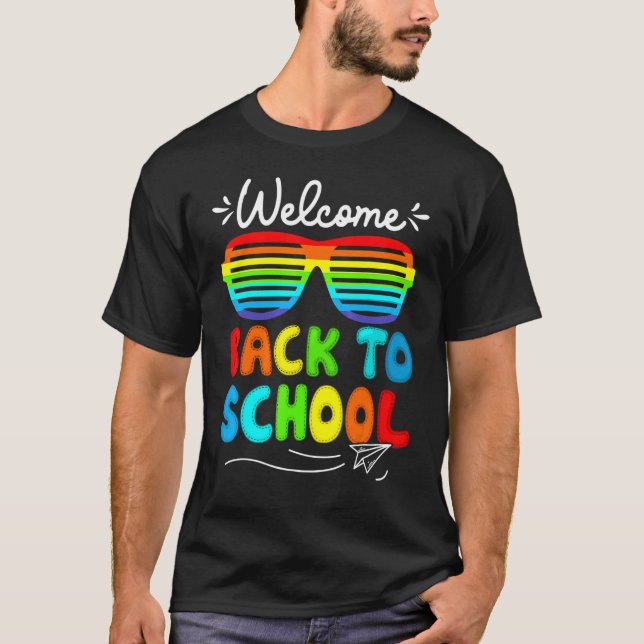 Camiseta Professores De Óculos Solares Bem-Vindo À Escola (Frente)