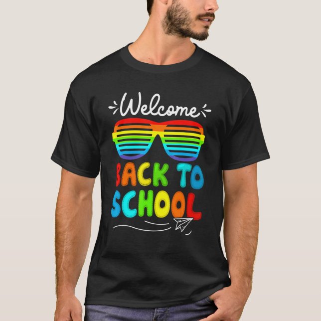 Camiseta Professores De Óculos Solares Bem-Vindo À Escola (Frente)