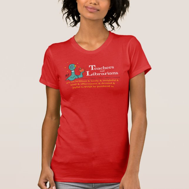 Camiseta Professores de pomba e Bibliotecários, vermelho fe (Frente)