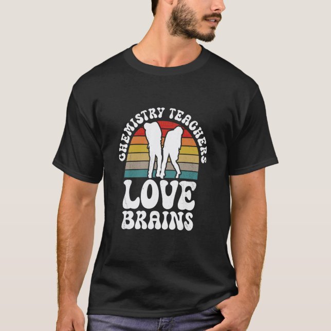 Camiseta Professores de Química Amam Cérebros Chá de Hallow (Frente)