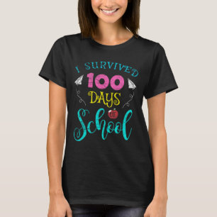 Camiseta Professores Divertidos Estudantes Eu Sobrevivi 100