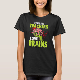 Camiseta Professores do 4º ano adoram cérebros Zombie Teach