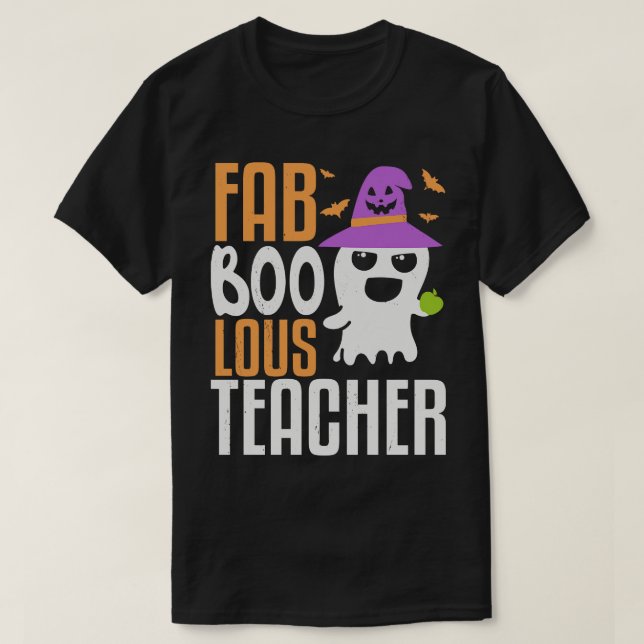 Camiseta Professores do Halloween Spooky Ghost Ensino (Frente do Design)