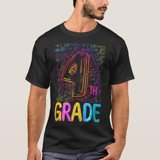 Camiseta Professores Do Quarto Grau Do Tie Dye De Volta Ao  (Frente)