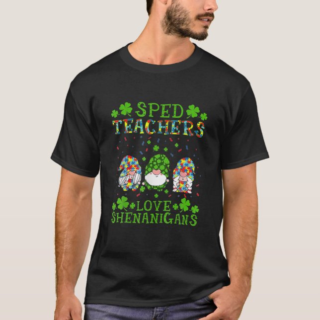 Camiseta Professores do SPED amam Shenanigans Autism St Pat (Frente)