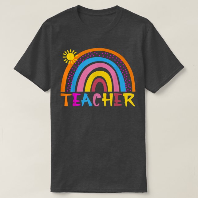Camiseta Professores Engraçados Do Arco-Íris Primeiro Dia D (Frente do Design)