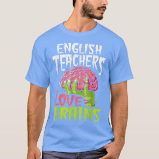 Camiseta Professores Ingleses Adoram Cérebro Zombie Escola 