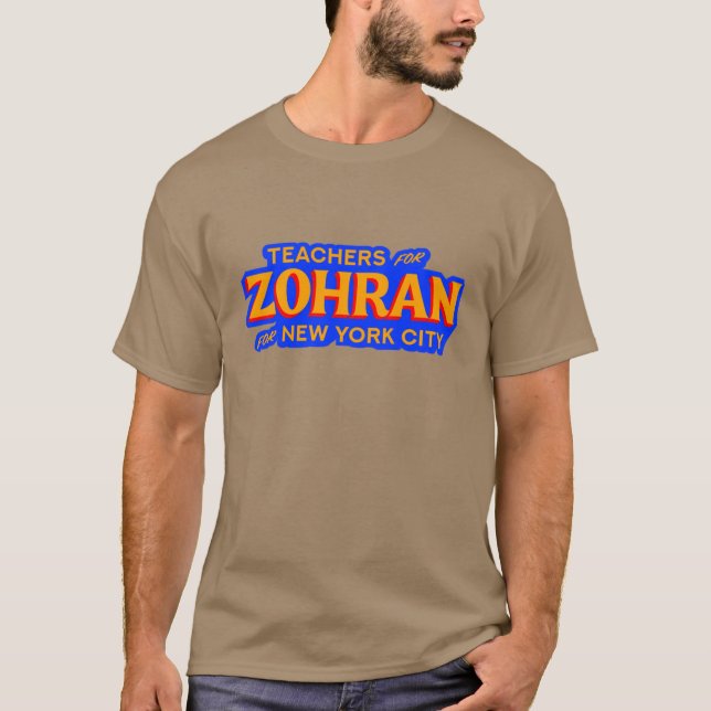 Camiseta Professores Para Zohran Para Adesivo da Cidade de  (Frente)