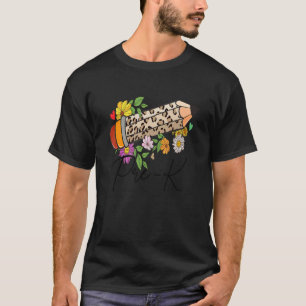 Camiseta Professores Pré-K Leopard Pencil Flor Cute Pré-K