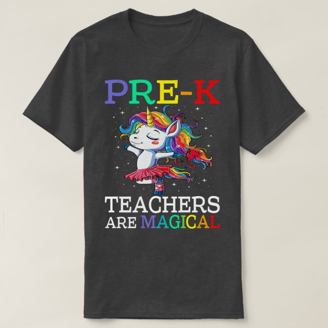 Camiseta Professores Pré-K São Um Unicórnio Mágico De Volta (Frente do Design)