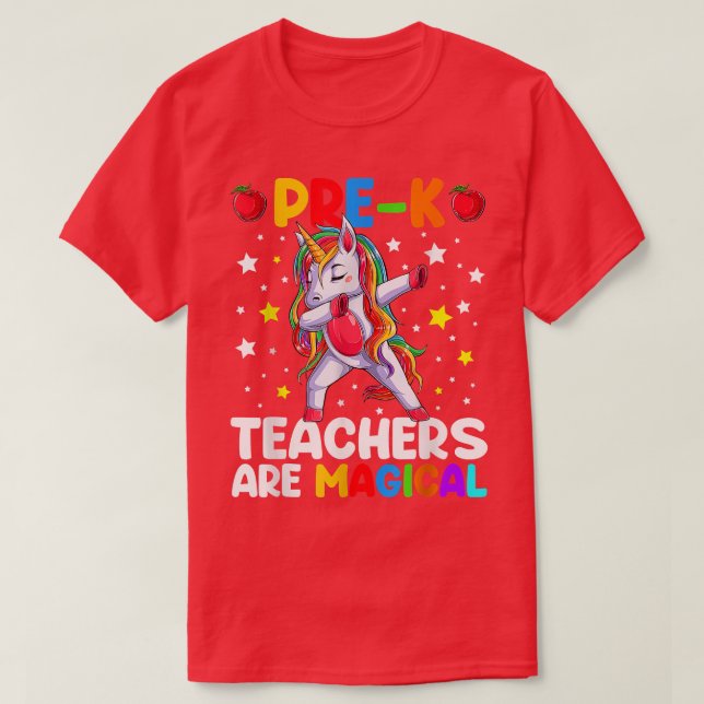 Camiseta Professores Pré-K São Unicórnio Mágico De Volta À  (Frente do Design)