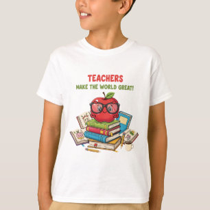 Camiseta "Professores Tornam o Mundo Ótimo" Maçã Fofa