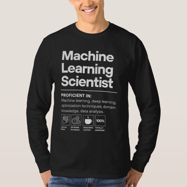 Camiseta Proficiências do Machine Learning Scientist (Frente)
