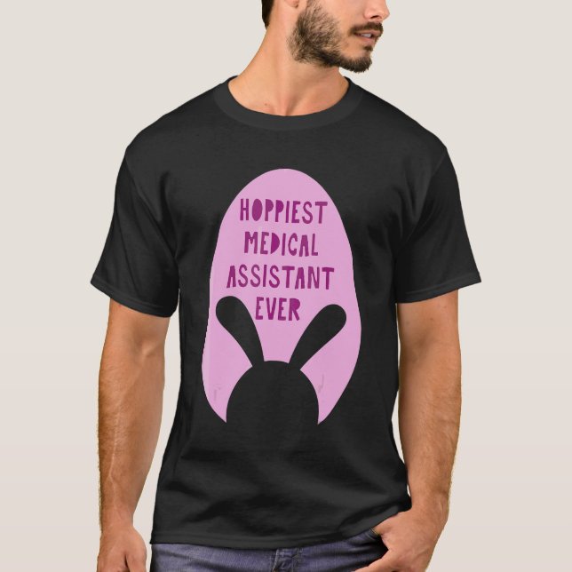 Camiseta Profissão de Assistente Médico Mais Alegre de Todo (Frente)