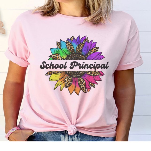 Camiseta Profissão de diretor escolar Rainbow Sunflower (School Principal Profession Rainbow Sunflower T-Shirt
)