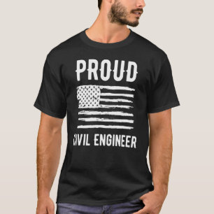 Camiseta Profissão Orgulhosa Engenheiro Civil Bandeira Amer