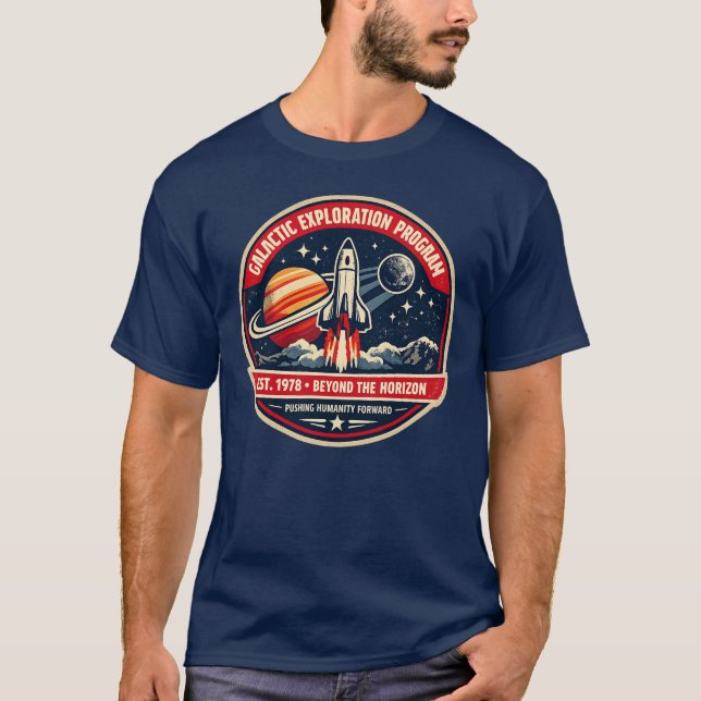 Camiseta Programa de Exploração Galáctica Missão Espacial V (Frente)