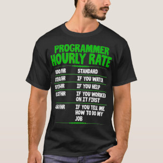 Camiseta Programação de Computador Engraçado com Taxa Horár