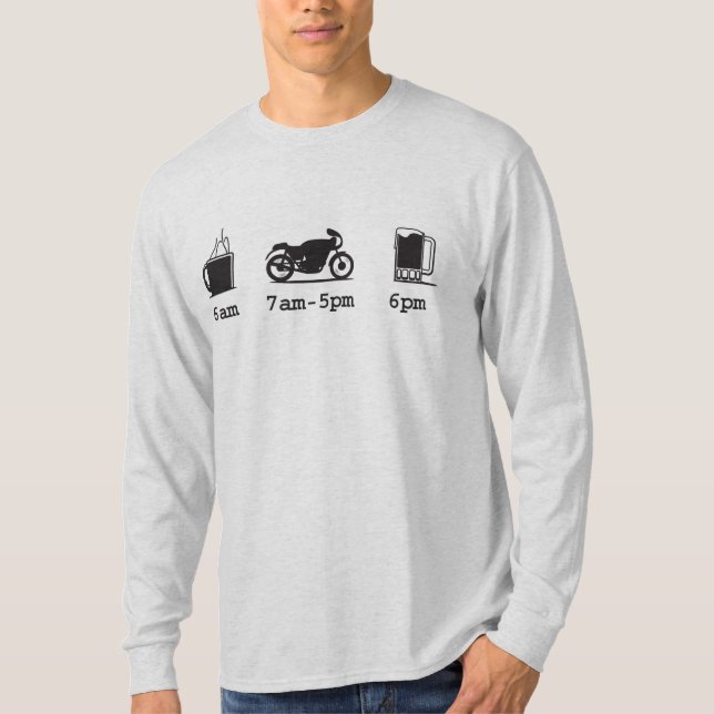 Camiseta Programação de hoje - café, 2wheels, & cerveja - (Frente)