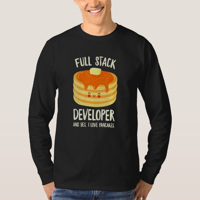 Camiseta Programação de Pancake do Desenvolvedor de Pilha d (Frente)