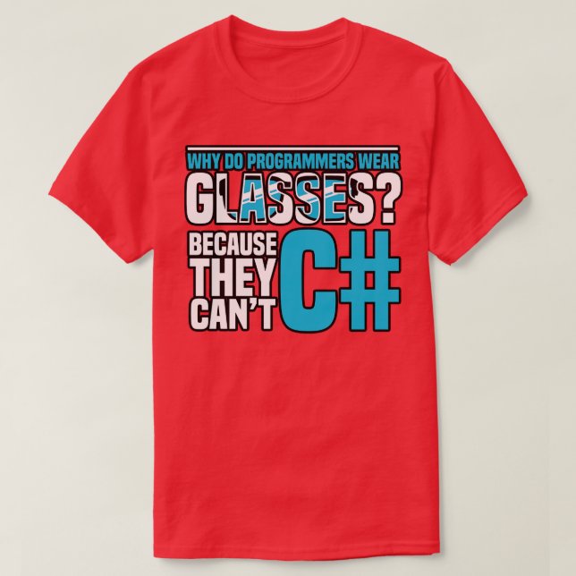 Camiseta Programação Por que programadores vestem óculos Po (Frente do Design)