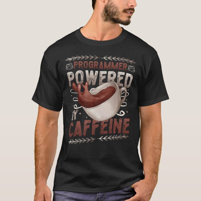 Camiseta Programador Acionado Por Caffeine Coffee Code Prog (Frente)