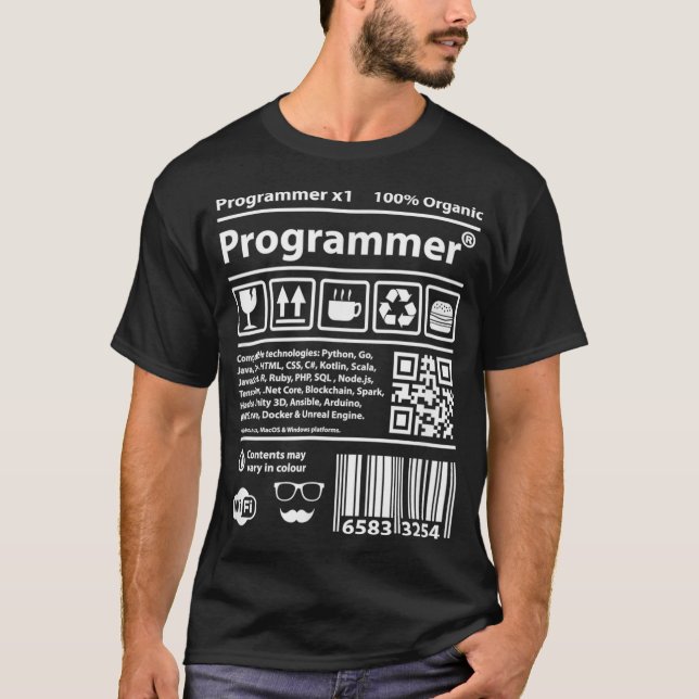 Camiseta Programador barcode devops desenvolvedor scrum cod (Frente)
