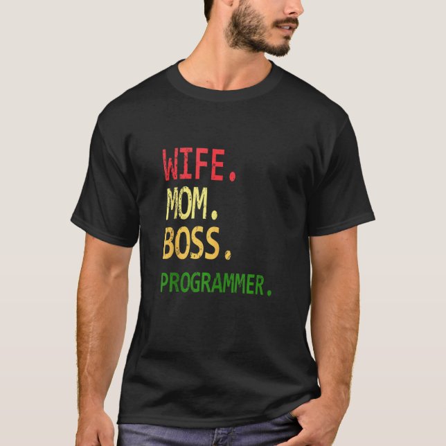 Camiseta Programador de Computador Engraçado Esposa Geek Mã (Frente)