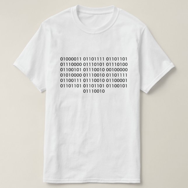 Camiseta Programador de computador no código binário (Frente do Design)