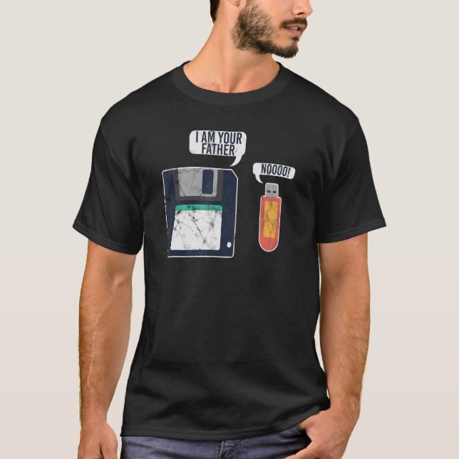 Camiseta Programador de pente USB e disquete (Frente)