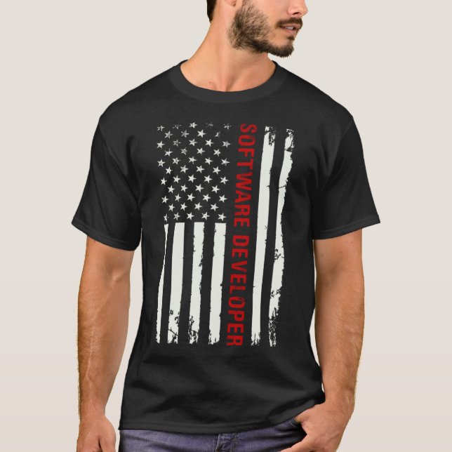 Camiseta Programador do Memorial Day Patriotic usa flag (Frente)
