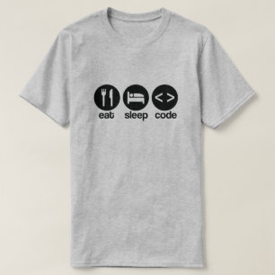 Camiseta Programador Engraçado Coma Código de Sono T-Shirt