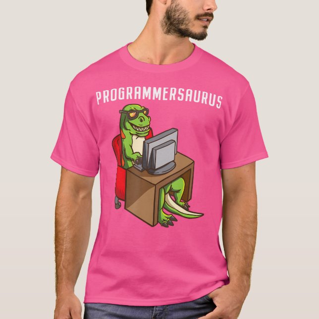 Camiseta Programador Engraçado T Rex Dinossaur Codificação (Frente)