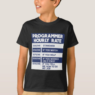 Camiseta Programador Engraçado Tarifa Horária Codificador