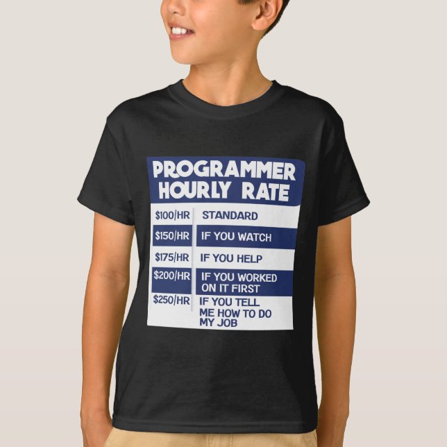 Camiseta Programador Engraçado Tarifa Horária Codificador d (Frente)