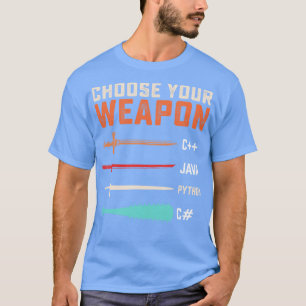 Camiseta Programador Escolha sua Arma C JAVA PYTHON C