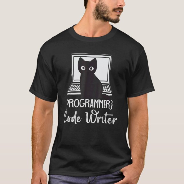 Camiseta Programador Escritor de Código Gato de Programação (Frente)
