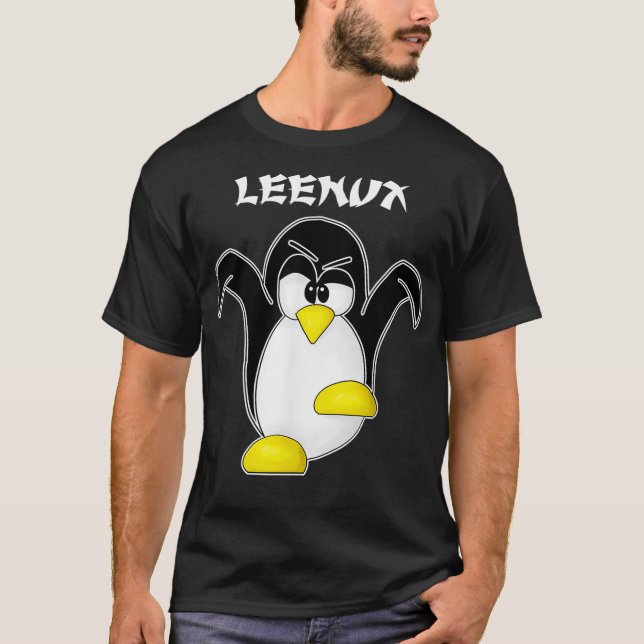 Camiseta Programador Funny Leenu Tu Linu Penguin (Frente)