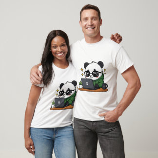 Camiseta Programador Panda Fofo Codificando no Laptop | Cod