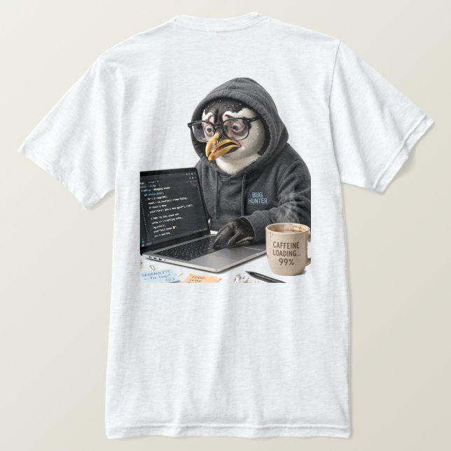 Camiseta programador pinguim (Verso do Design)