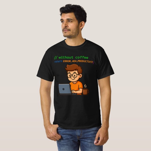 Camiseta Programmer T-Shirt – Error 404 Productivity (Frente Completa)